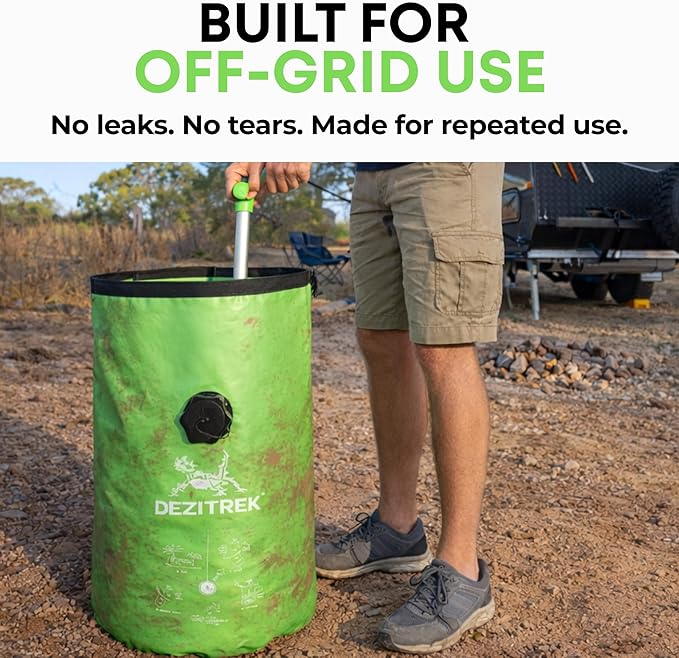 One Hand Wash Bag and Plunger Set - Off Grid Washing Machine Non Electric for Camping Travel | Eco Friendly Portable Manual Clothes
