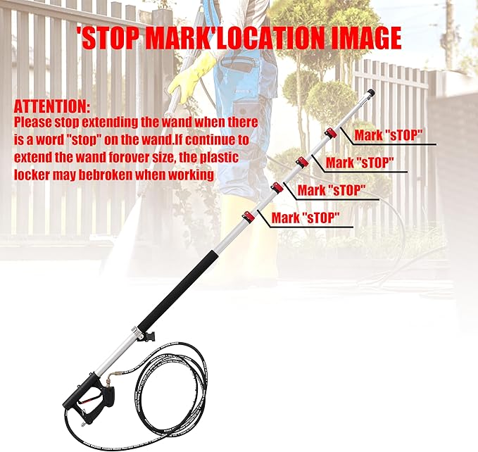 RIDGE WASHER 24 FT Telescoping Pressure Washer Wand, Pressure Washer Extension Wand, Telescopic Gutter Cleaner With 3 Curve Wands, 7 Spray Nozzle Tips, Adjustable Support Belt and 2 Adapters, 4000 PSI