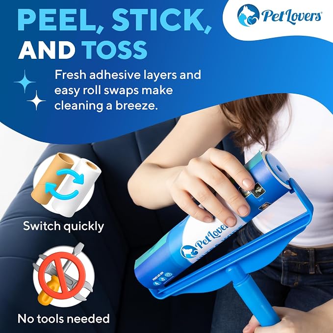 PetLovers Extra Sticky Floor Lint Roller 4 Pack of Refills Only - No Handles Included - 90 Sheets Per Refill 360 Sheets Total - Image 4
