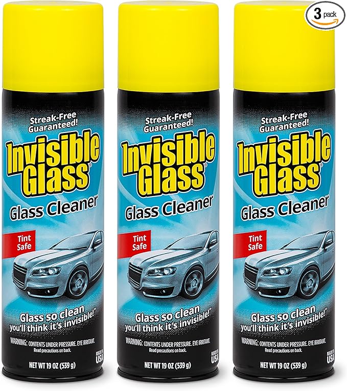 Invisible Glass 91164-3PK Premium Aerosol Glass Cleaner Spray for Car Windshields and Windows, Automotive and Home Window Cleaner, Streak-Free, Ammonia-Free, Tint-Safe ?€? 19 oz (Pack of 3)