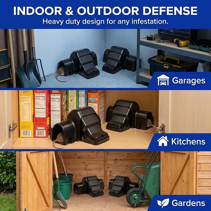 Rat and Chipmunk Traps. Prevents Accidental Triggering with Dual Tunneled Design. Covered Snap Traps for Humane Kill, Reusable, Pest Control for Rats,Outdoor Indoor & Use 2 Pack