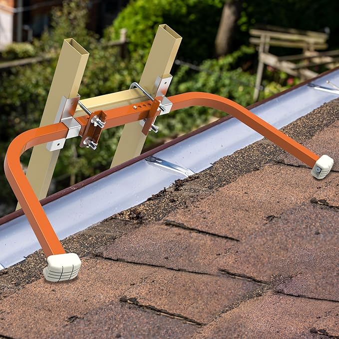 Ladder Stabilizer,Wing Span/Wall Extension Ladder Standoff Arms,Extension Ladder Accessory For Roof Gutter Guard,Heavy Duty Extension Ladder Stabilizer For Roof Ladders Gutter (Orange)