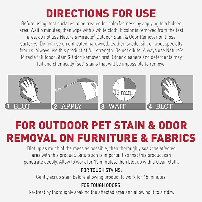 Nature’s Miracle Outdoor Stain & Odor Remover, 64 fl oz, Removes Dog & Cat Messes, Convenient Flip & Go Sprayer, Ready-to-Use, Multi-Pet & Multi-Mess Formula