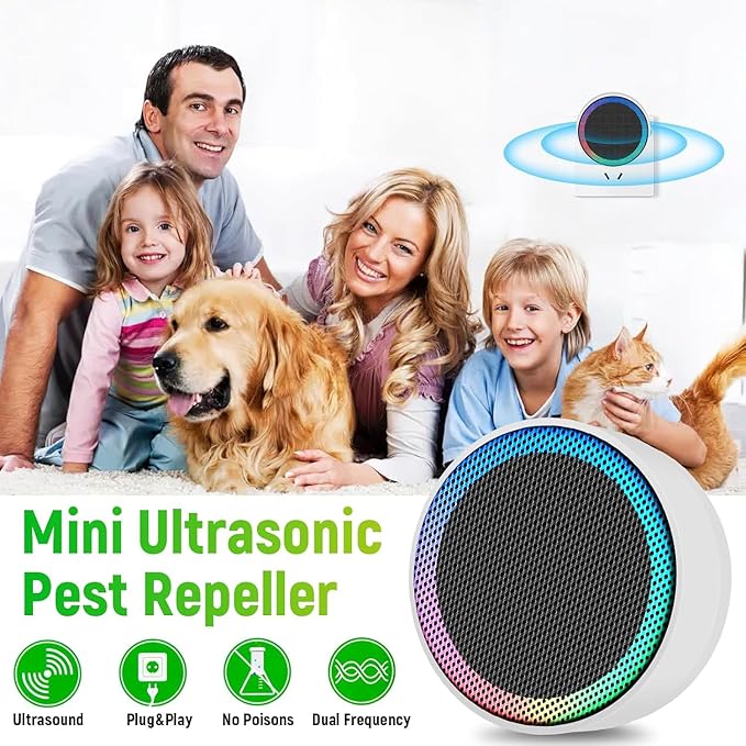 Ultrasonic Pest Control Repellent, Insect Indoor Repellent Plug in, 2026 Mini Pest Control Device for House, Ultrasonic Repellent for Mouse, Rodent, Roach, Mice, Mosquito, Spider, White-2 Pack