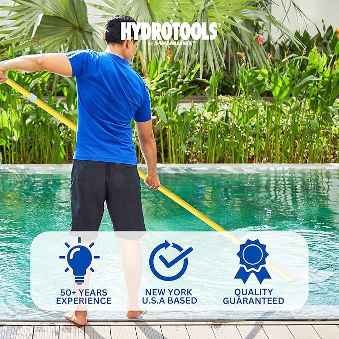 SWIMLINE HYDROTOOLS 8375 2-Piece Professional Grade Fiberglass Telescopic Pole 8 To 16 Feet Adjustable Telepole Swimming Pool Cleaning Skimmer Nets Vacuum Heads & Brushes W/ Strong Grip & Lock