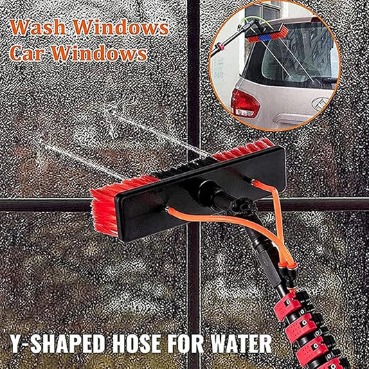 Multi-Purpose Water Spray Brush Telescopic Pole Kit Extendable Cleaner Conservatory Roof Cleaning Tools Window Cleaning Brush Equipment for Trucks,5.4m/18FT