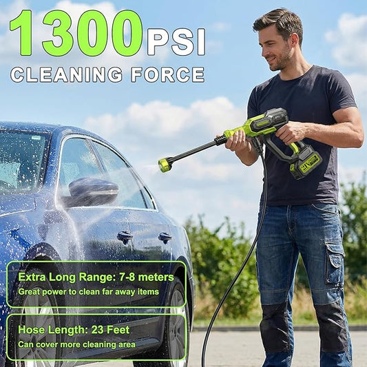 Cordless Portable Washer, Handheld Washer with 3 Adjustable Modes, 23FT High-Elastic Hose & 6-in-1 Nozzle, Suitable for Car, Garden, Patio and Home Cleaning