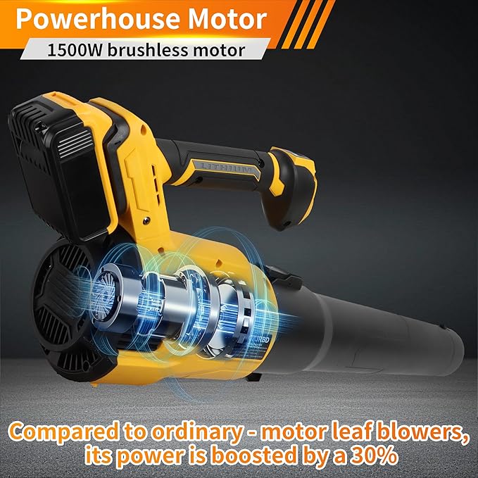 Cordless Leaf Blower - 1500W Brushless,120MPH Speed/750CFM Volume.Compatible with Dewalt 20V Max Battery (Battery Not Included) for Lawn, Garden & Driveway Cleaning