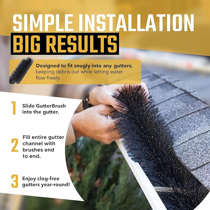 GutterBrush Downspout Gutter Guard For Oversize 6 Inch Gutters | 4 Pieces - 18 In. Each - 6 Ft Total | DIY Leaf Filter, No Tools Needed Prevents Clogs | Easy Installation, Made in USA