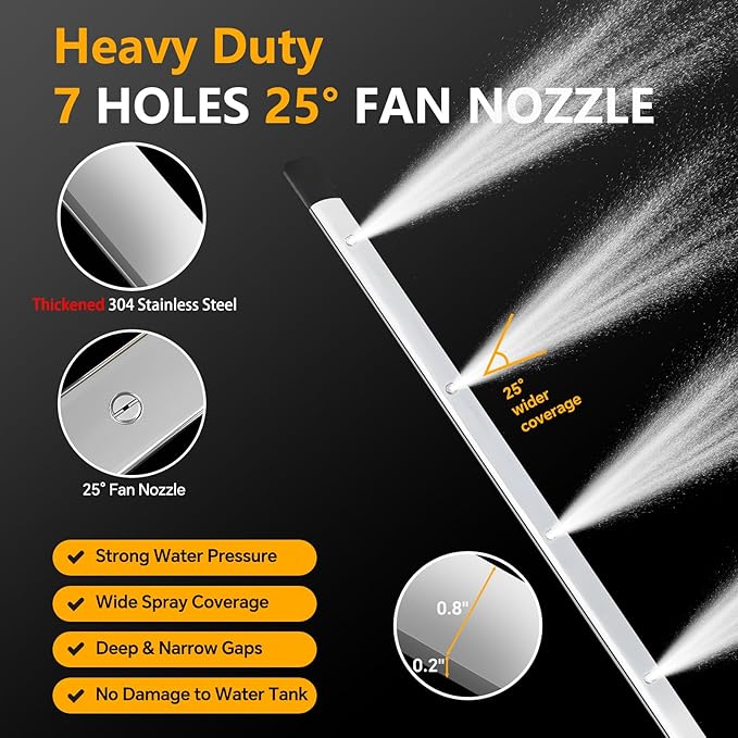 Upgraded 47" Radiator Pressure Washer Cleaning Wand: Thickened Heavy Duty 4500PSI Radiator Power Washer Tool w/ 7 Nozzles, Cleaning Brush, Portable Water/Air Flush Radiator Cleaner Wand for Truck Car