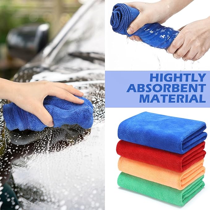 10 Pcs Extra Large Microfiber Cleaning Cloth 30" x 20" Large Floor Microfiber Towel Reusable Washable Free Lint Free Cloth Rag for Squeegee Mop Floor Window Housekeeping (Assorted Color)