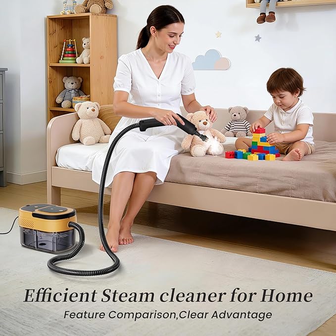 Steam Cleaner for Home & Car-Portable Handheld Steamer for Cleaning 3-Level Adjustable, 15s Heat-Up, Handheld Steam Cleaner for Home