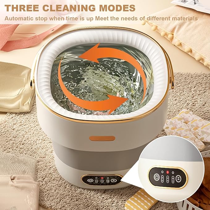 13L, Portable Washing Machine, Mini Washer Foldable Compact Laundry Machine with Basket Spin, Small Underwear Washer for Travel, Apartment, Manual Clothes Washing for Compact Spin Dryer