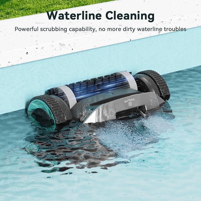 Cordless Robotic Pool Cleaner-Pool Vacuum for In ground Pools with Wall Climbing-120 Mins Running Time, Smart Navigation, 20Gal/Mins Poweful Suction, for Most Pools up to 1,500 Sq.ft, Cyan