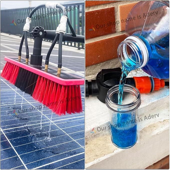 Washing Kit, Water-fed Brush W/Soap Dispenser, 3.6-6M Window Cleaning Pole, Water Fed Telescopic Brush,Window Cleaner Equipment,Extendable Solar Panel Washing Equipmen (35cm Brush Head,4.6M)