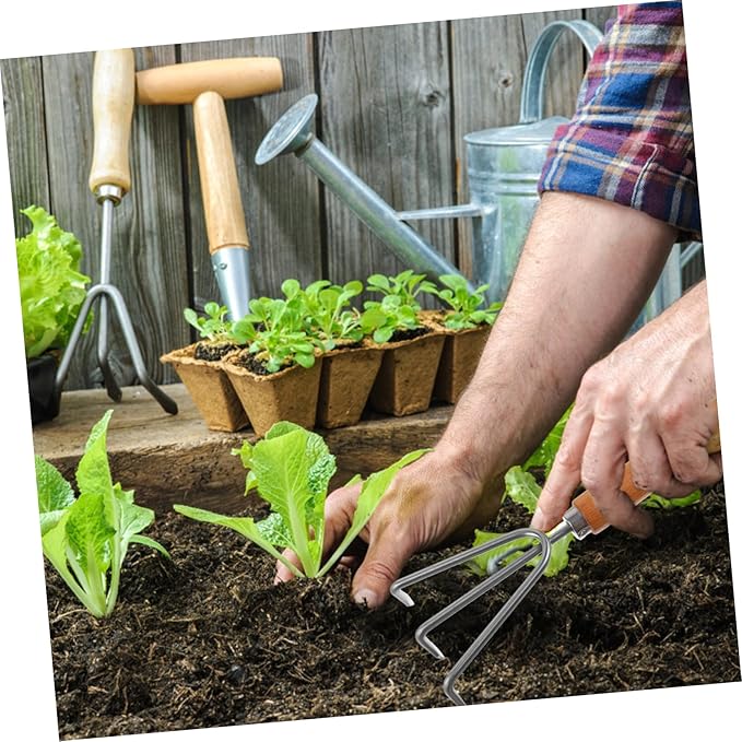 1set Gardening Hand Tools Handle Shovel Rake for Planting Digging Cultivating Kit for Vegetable Gardens and Flower Beds
