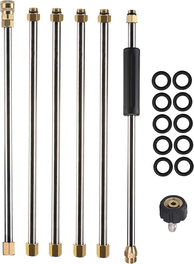 Tool Daily Pressure Washer Extension Wand, 90 Inch Power Washer Lance, 1/4 Inch Quick Connect, M22, 4000 PSI