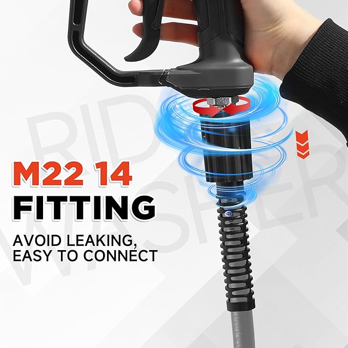 RIDGE WASHER Pressure Washer Hose 25FT, Kink Resistant Hoses Replacement with M22 14 Fitting, 1/4 Inch Power Washer Hose’s Applied for Most Pressure Washer Accessories, 3600 PSI