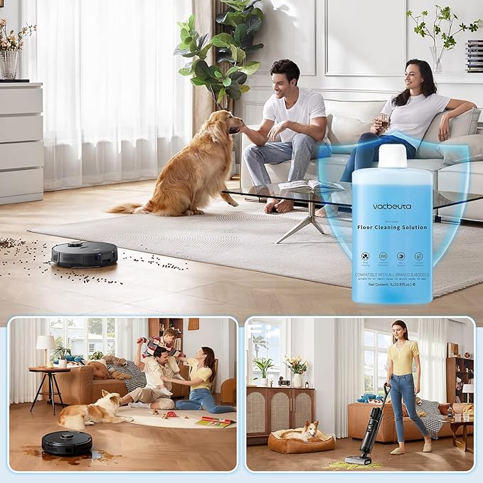 Cleaner Solution for Roborock Cleaning Solution Residue & Streak Free, Compatible with Roborock Robot Vacuum with Mopping and Wet & Dry Floor Cleaner Solution Pet Safe for Hardwood 1L, 33.8 Fl. OZ