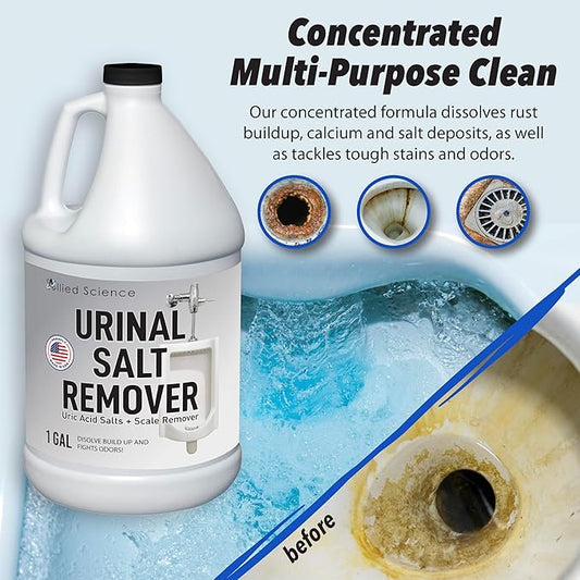 Urinal Salt Remover - Uric Acid Salts Scale Remover Unclogs Urinals and Removes Uric Acid Odors - 4 Gallons