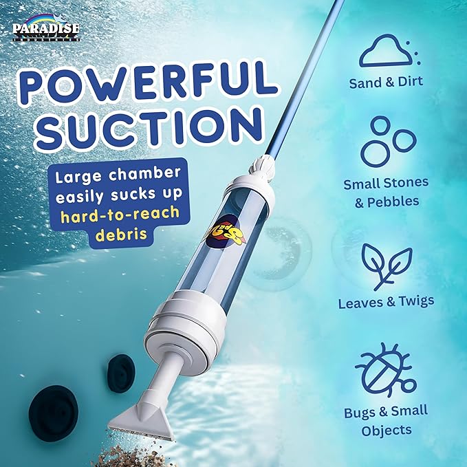 Rola-Chem 6250 Paradise Power Spa Vacuum – Manual Spa Vac for Hot Tub, Pool Stairs & Spas – Cordless Hot Tub Vacuum Cleaner with Telescopic Handle – Powered by Physics