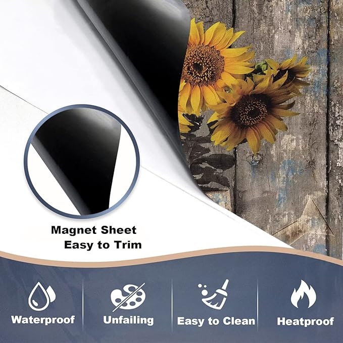 Rustic Wood Dishwasher Cover For Front,Vintage Sunflower Vase Dishwasher Magnet Cover Door Decor Farmhouse Sticker,Country Flower Dishwasher Panel Decal,Home Appliance Decal 23"x26"