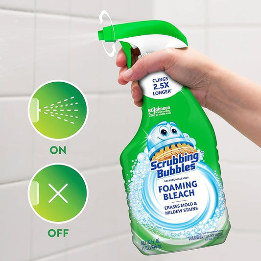 Scrubbing Bubbles Foaming Bleach Bathroom and Shower Cleaner Spray, Helps Erase Mold & Mildew, 32oz (Pack of 8)