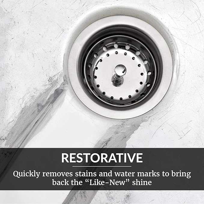HOPE'S Perfect Sink Cleaner and Polish, Restorative, Removes Stains, Cast Iron, Corian, Composite, Acrylic, 8.5 Fl Oz