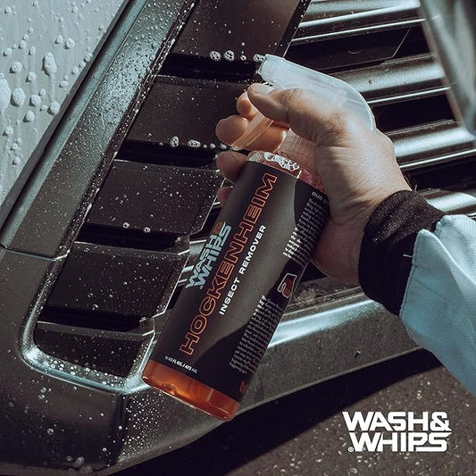 WASH&WHIPS Hockenheim Bug & Insect Remover - Professional Strength, Non-Scratching - Car Detailing, RVs, Boats - 16 fl oz (w/Microfiber Towel)