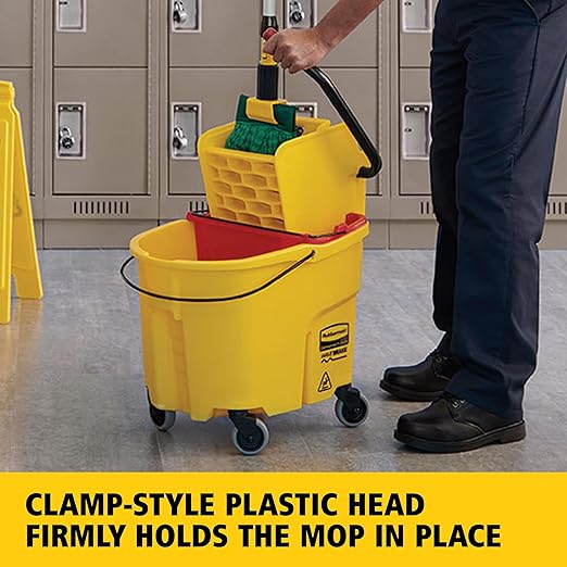 Rubbermaid Commercial Products Gripper 60" Fiberglass Wet Mop Handle Gray for Professional/Industrial Floor Cleaning Compatible with 5" Headband Mops