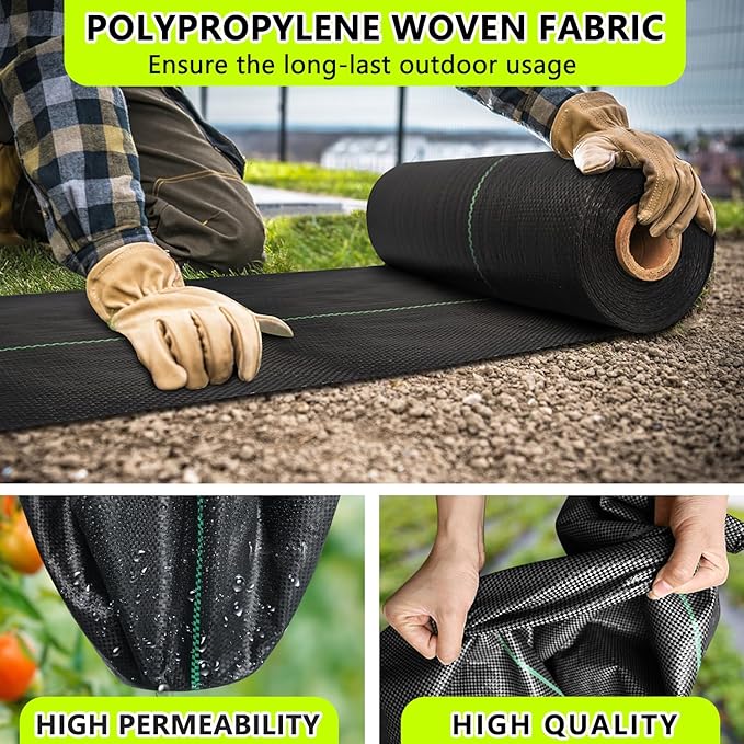 Weed Barrier Landscape Fabric Heavy Duty，Garden Fabric Weed Barrier，Black Mulch for Landscaping, Weed Blocker Fabric Garden Bed Cover Garden Supplies (WBF-4ft x 100ft)