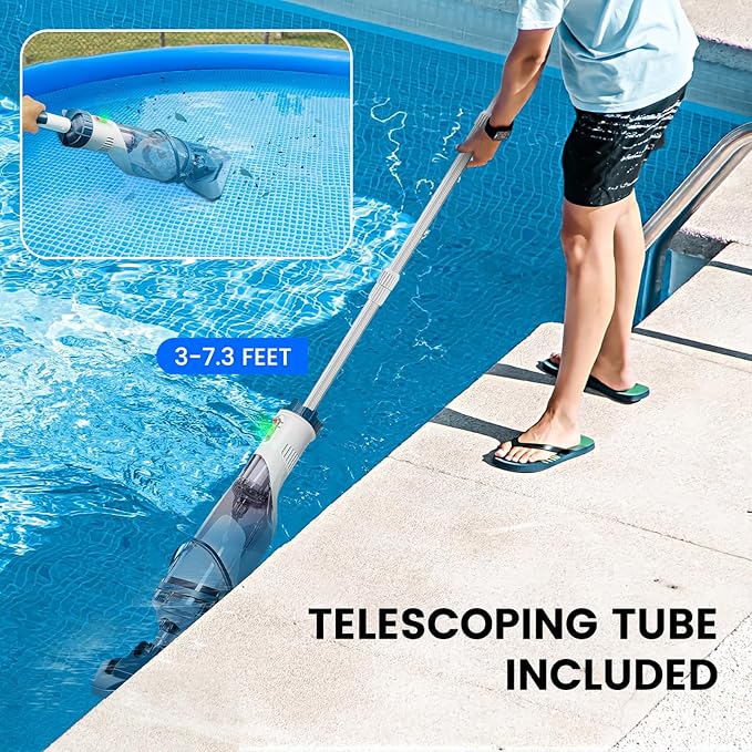 Enhulk Rechargeable Handheld Cordless Pool Vacuum for Above Ground Pool and Inground Pool(2025 Upgraded),60-Minute Runtime,Powerful Suction up to 18.5 gallons/min, Efficient Leaf and Debris Removal