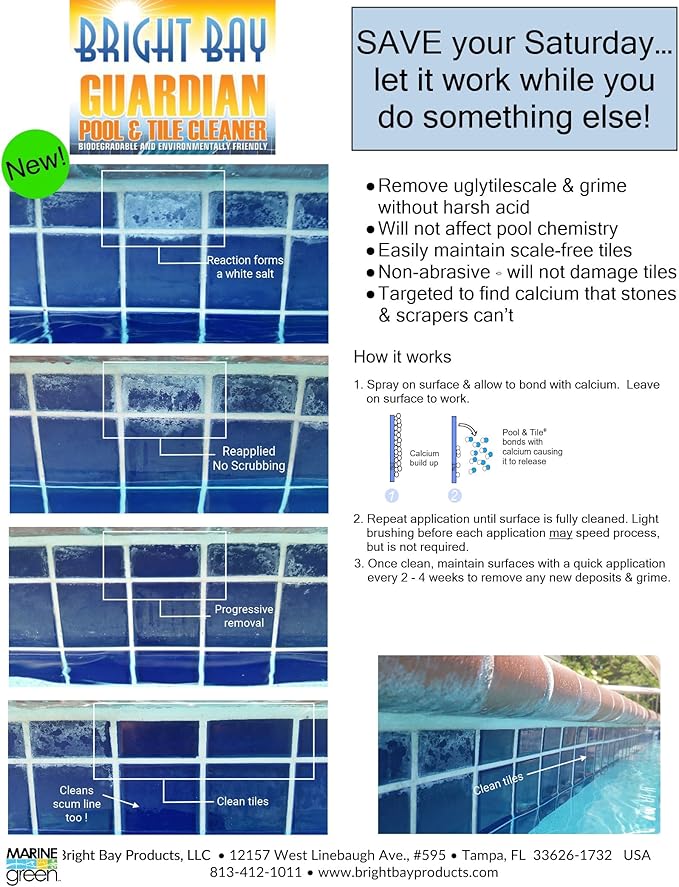 Calcium Releaser & Scum Line Remover- Guardian Pool & Tile Cleaner, 1 qt. - Targets Calcium, SAVES Elbow Grease
