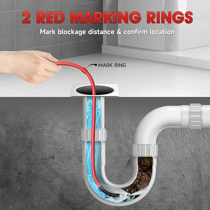 Sewer Jetter Kit for Pressure Washer – 150ft Water Jet Drain Cleaning Hose 5800PSI 1/4 Inch NPT Corner with Sewer Cleaning Tool High Pressure Nozzles and Spanner Waterproof Tape