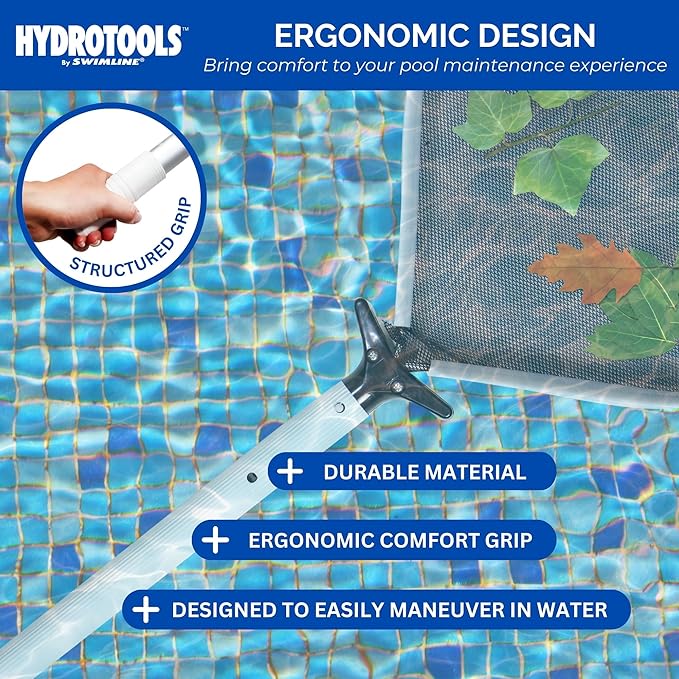 SWIMLINE HYDROTOOLS 8360 2-Piece Telescopic Pole 6 To 12 Feet Adjustable Telepole Swimming Pool Cleaning Skimmer Nets Vacuum Heads & Brushes Premium Fluted Anodized Aluminum W/ Strong Grip & Lock