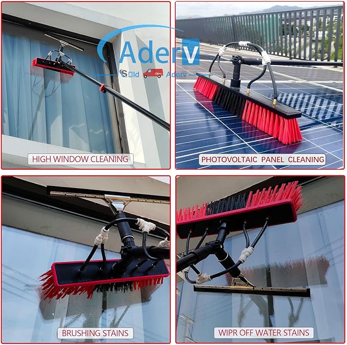3.6-10.8 M Washing Kit: Water-fed Brush,Squeegee,Soap Dispenser, Window Cleaning Pole, Water Fed Telescopic Brush, Window Cleaner Equipment, Car Cleaning Brush (55cm Brush,9M)