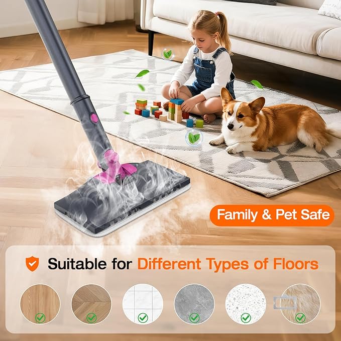 ScrubWiz 10-in-1 Steam Cleaner, Steam Mop & Detachable Handheld Steam cleaner with 320ml Water Tank, 10s Fast Heating, Portable Steamer for Kitchen, Floor, Tiles, Window, BBQ Grill, Car, Mid Gray