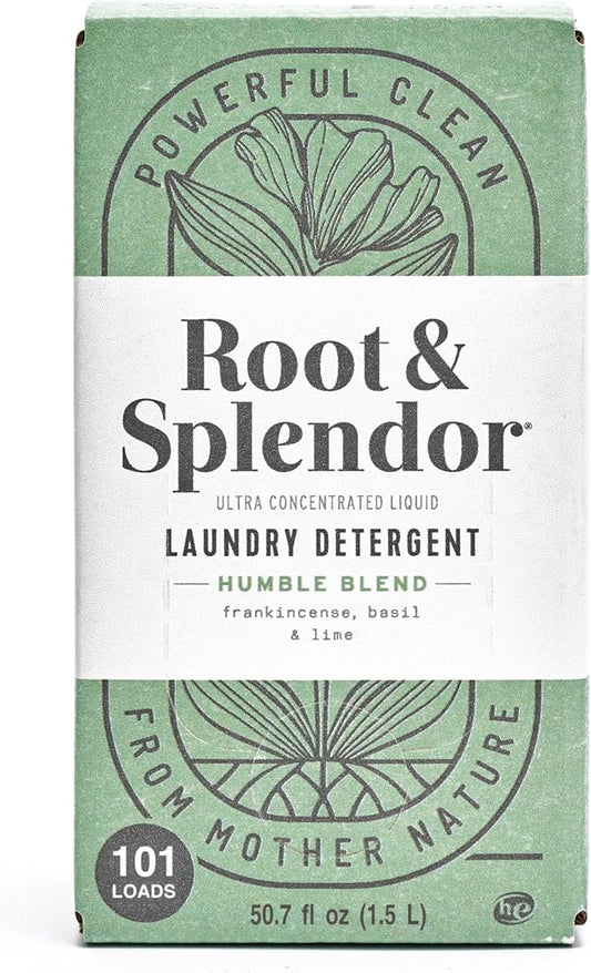 Root & Splendor Ultra Concentrated All Natural Laundry Detergent Liquid - Plant Based, Enzymatic Laundry Soap, Humble Scent, 1.5 Liter, 100 Loads