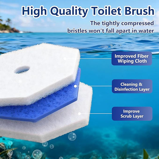 Toilet Wand Refills for Clorox, 80 Pack Disposable Toilet Brush Head with Rich Foaming, Extra Thick Refill Heads, Strong Cleaning & Deep Scrubbing Power, Disposable Toilet Cleaning System