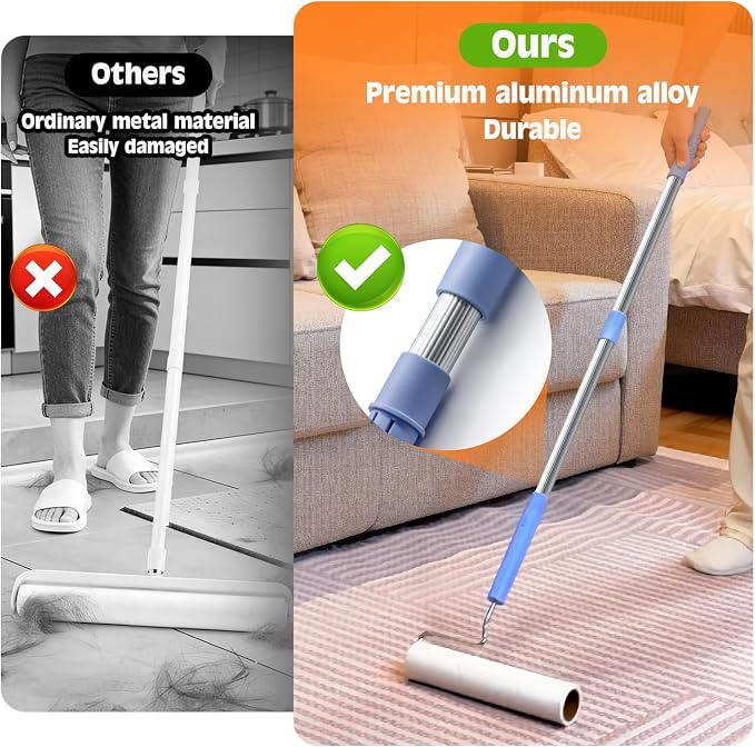 BEAH Large Lint Roller for Pet Hair Extra Sticky,9.45''Pet Hair Removal Tool Roller for Pet Dog Cat Hair (1 Roller+4 Long Rolls 1 Short roll) - Image 3