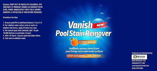 Bosh Chemical Vanish Pool & Spa Stain Remover 2 Pack (4LBS)- Natural Safe Citrus Based, Works Excellent on Vinyl, Fiberglass, and Metals, Removes Rust and Other Tough Stains