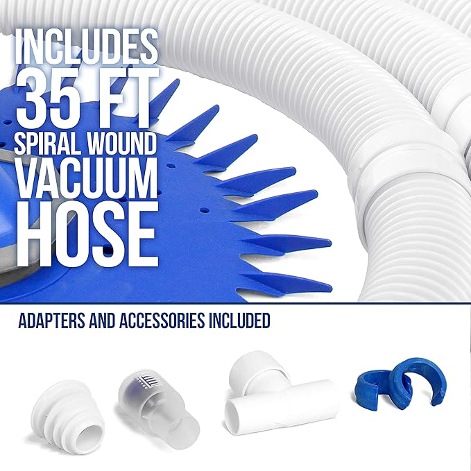 U.S. Pool Supply Professional Suction Pool Cleaner, Inground Automatic Pool Vacuum Cleaner with Hose - Swimming Sweeper Vac Cleaning Suction-Side Cleaners - Auto Creepy Sweeps Removes Debris, Leaves