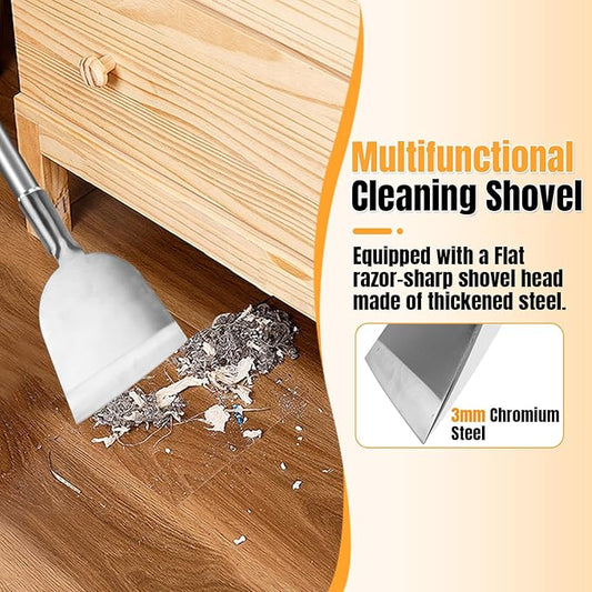 Floor Scraper Long Handle Stainless Steel, Multifunctional Cleaning Shovels with Flat Head, Moss Plaster Wall Putty Shingle Removal Tool, Ice Scraper, Snow Shovel for Driveway-Heavy Duty