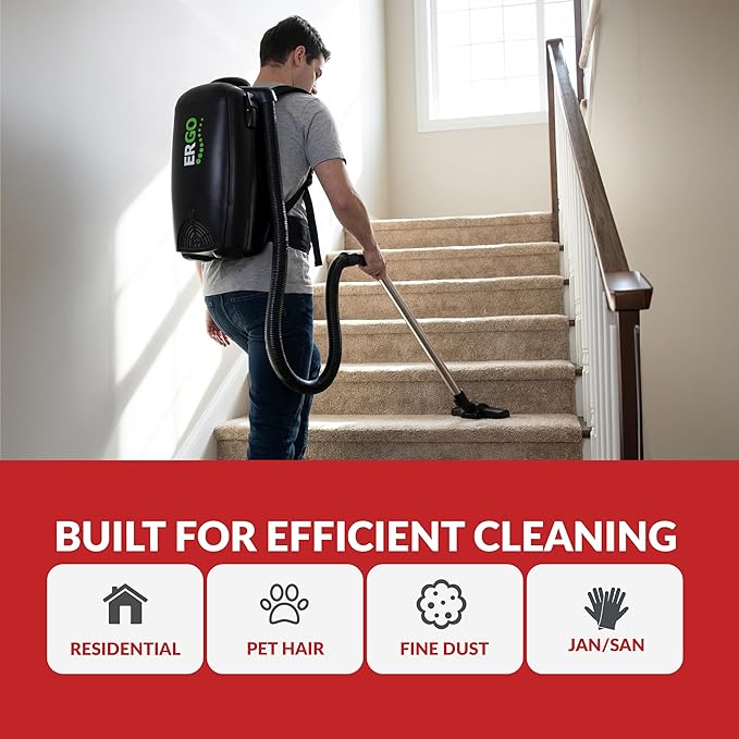 Atrix Ergo Backpack Canister Vacuum, Portable Cleaner with Attachments for Professional and Residential Use, VACBP1-PK Pro Bundle