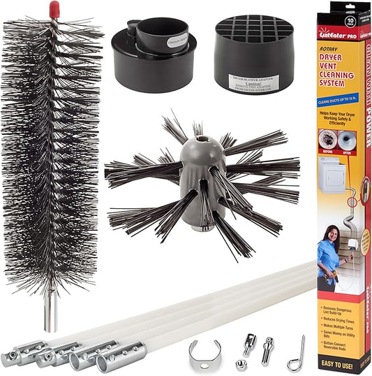 Dryer Vent Duct Cleaning Kit - Gardus RLE208 LintEater Pro Rotary Dryer Vent Cleaner Kit, Removes Lint, Extends Up to 12’, Dryer Duct Cleaning Kit, Forward & Reverse Cleaning, Air Duct Cleaning Tools