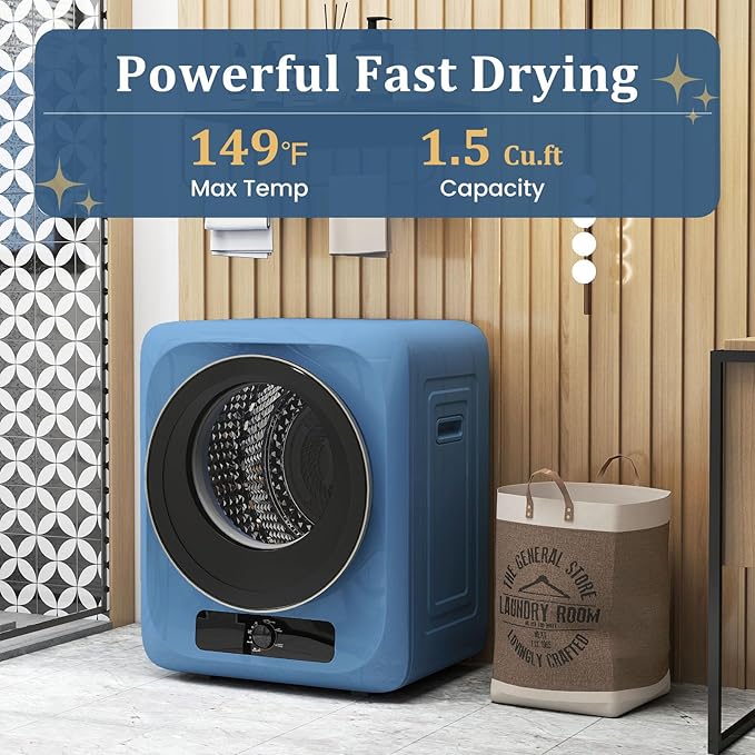 Auertech Portable Washer and Dryer Combo, 20 Lbs Twin Tub Washing Machine, 1.5 Cu.Ft Compact Clothes Dryer, Portable Washing Machine and Dryer Set for Laundry, Apartment, RV, Dorm, Blue