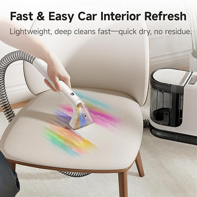 Uwant Carpet Cleaner Machine 18Kpa Powerful Suction, Portable Carpet Cleaner for Pet Stains with Cleaning Tools&Solution Self-Cleaning Upholstery Cleaner for Car, Couch, Rug, Spot (White)