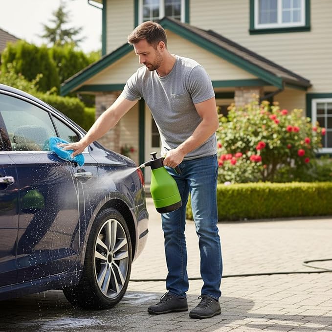 Car Foam Sprayer, High Pressure Cordless Washer, 2 Mode Spray Bottle with Adjustable Nozzle, Metal Cleaning Tool with Secure Grip, Auto Accessory Trail Style, Supplies for RV Garden Driveway Snow