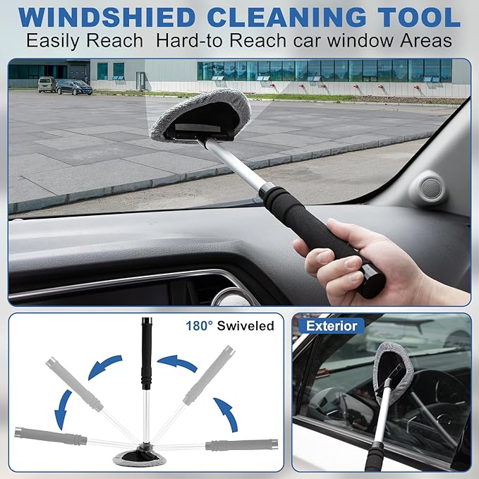 Viewsun Car Cleaning Kit with High Power Handheld Vacuum, Car Wash Mop with Long Handle, Bucket, Detailing Brush Set, Windshield Cleaner, Complete Interior Exterior Washing Supply for Men Women