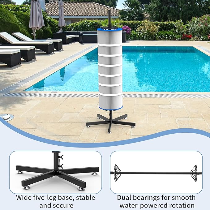 GARVIN Cyclone Pool Filter Cartridge Cleaner with Stand – 360° Rotating Cartridge Washer for 3", 4", 6" Filters – Quick Deep Cleaning with Heavy-Duty Stable Base
